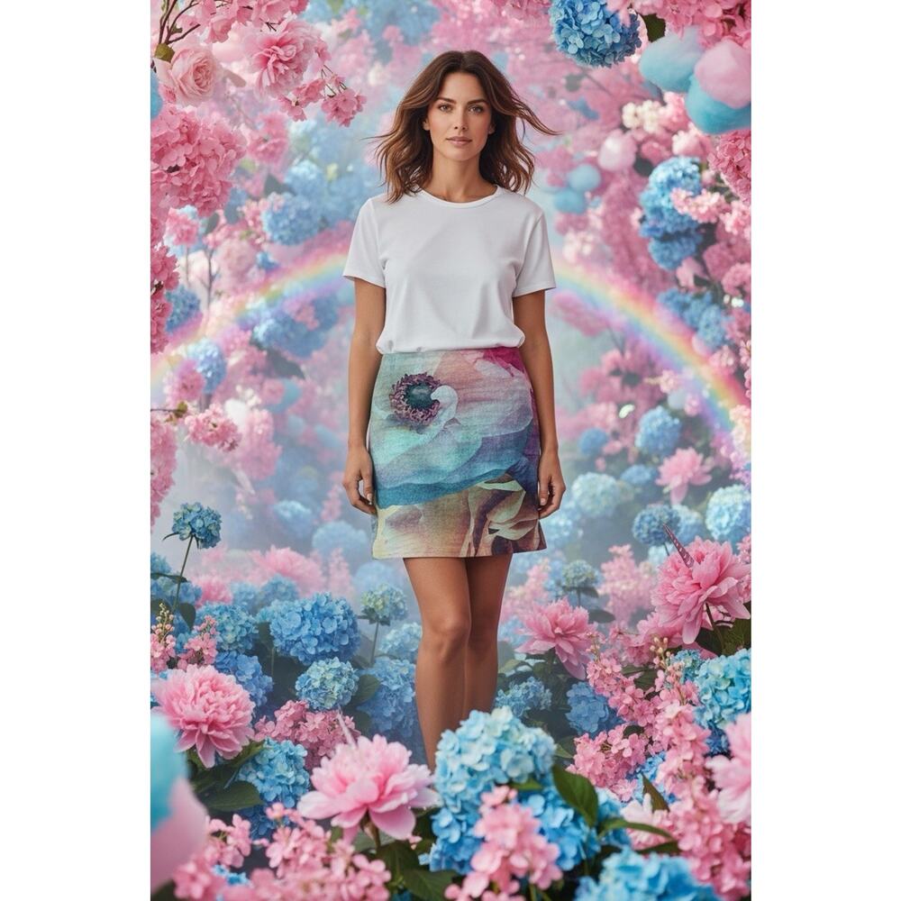 PAUW Amsterdam 4 Pink Blue Purple Floral A-Line Skirt Boho Dopamine Colorful